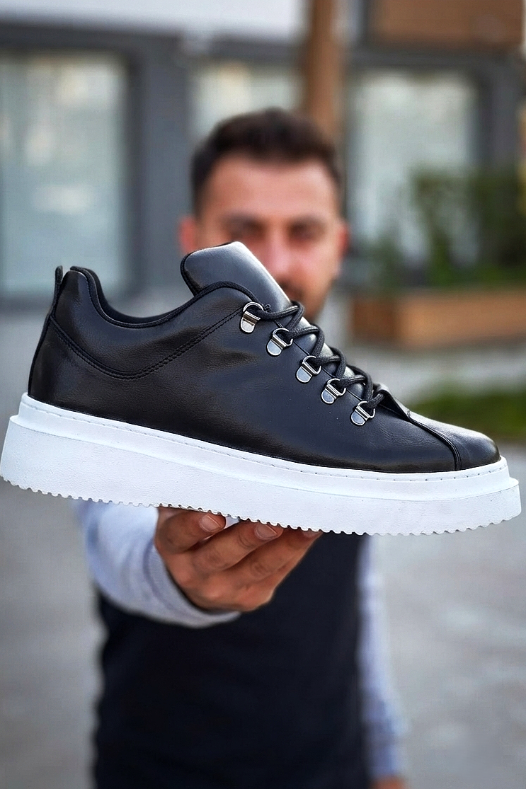 ZRK-X4X Yüksek Kalite Kalın Taban Siyah Beyaz Bağcıklı Günlük Erkek Sneakers
