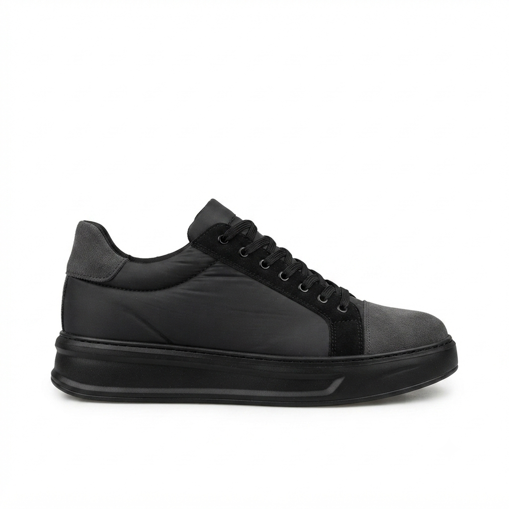 ZRK-X46 Yüksek Kalite Paraşüt Kumaş Siyah Gri Yüksek Taban Sneakers