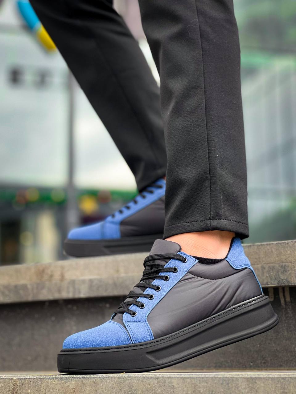 ZRK-X46 Yüksek Kalite Paraşüt Kumaş Siyah Sax Yüksek Taban Sneakers