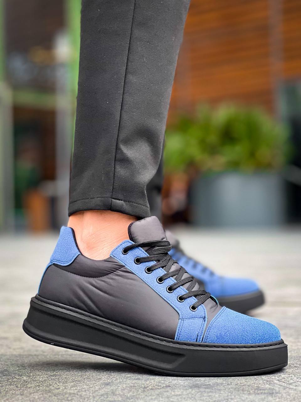 ZRK-X46 Yüksek Kalite Paraşüt Kumaş Siyah Sax Yüksek Taban Sneakers