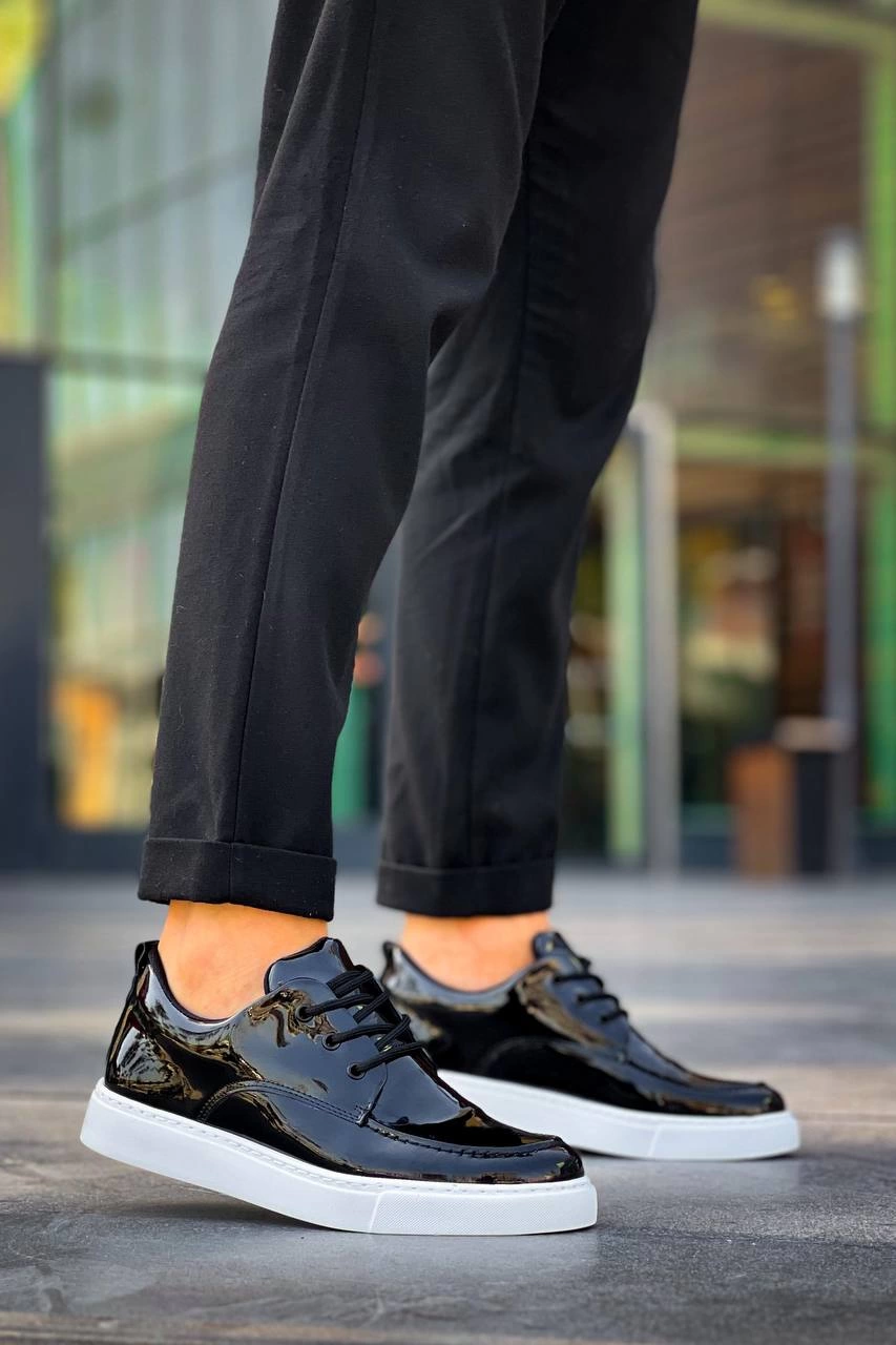 ZRK-XX5 Siyah Beyaz Rugan Günlük Casual Erkek Ayakkabı