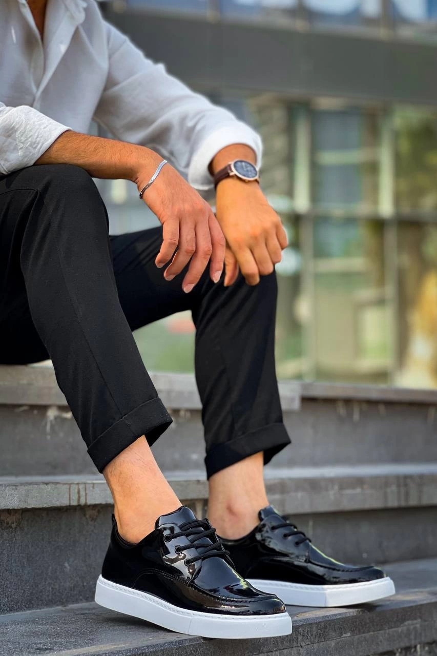 ZRK-XX5 Siyah Beyaz Rugan Günlük Casual Erkek Ayakkabı