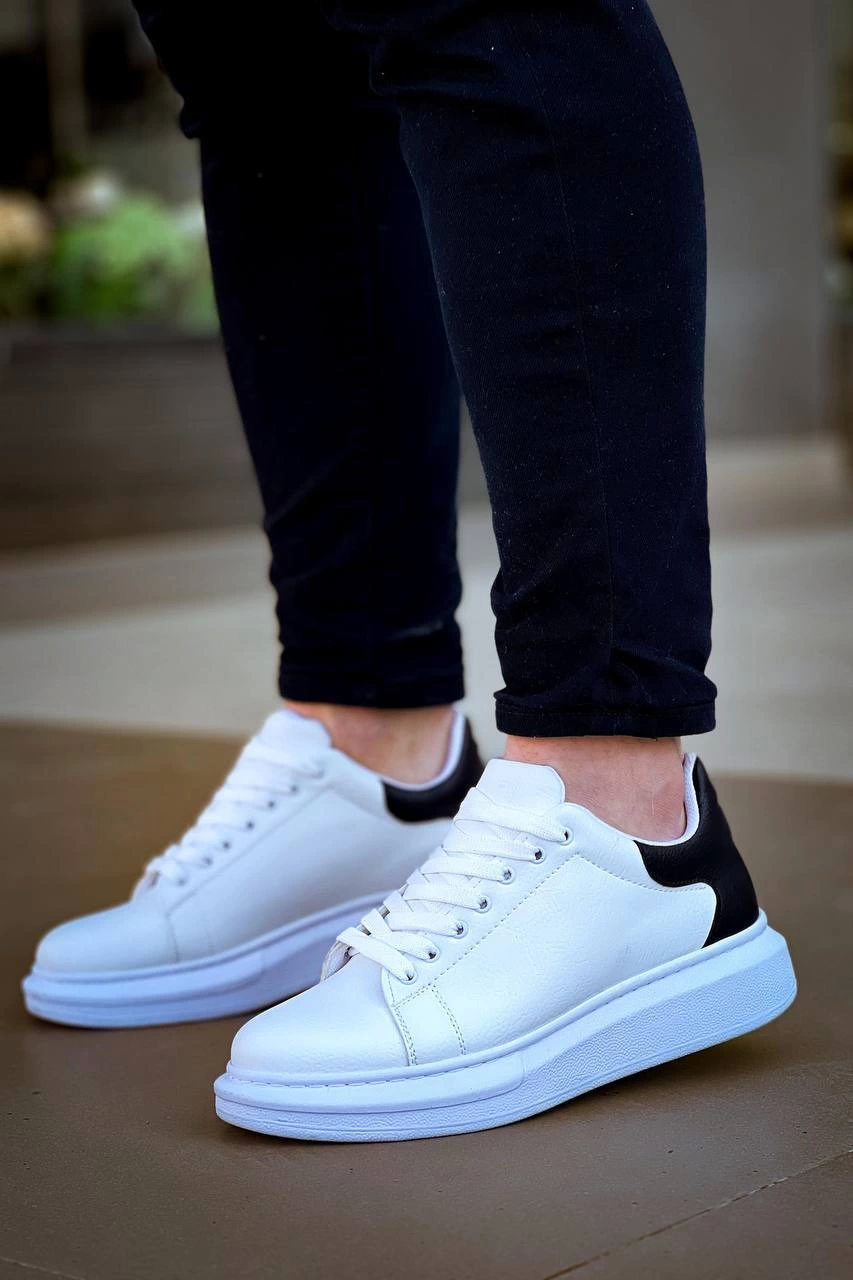 ZRN-X500 Bağcıklı Casual Günlük Erkek Sneaker Beyaz Siyah
