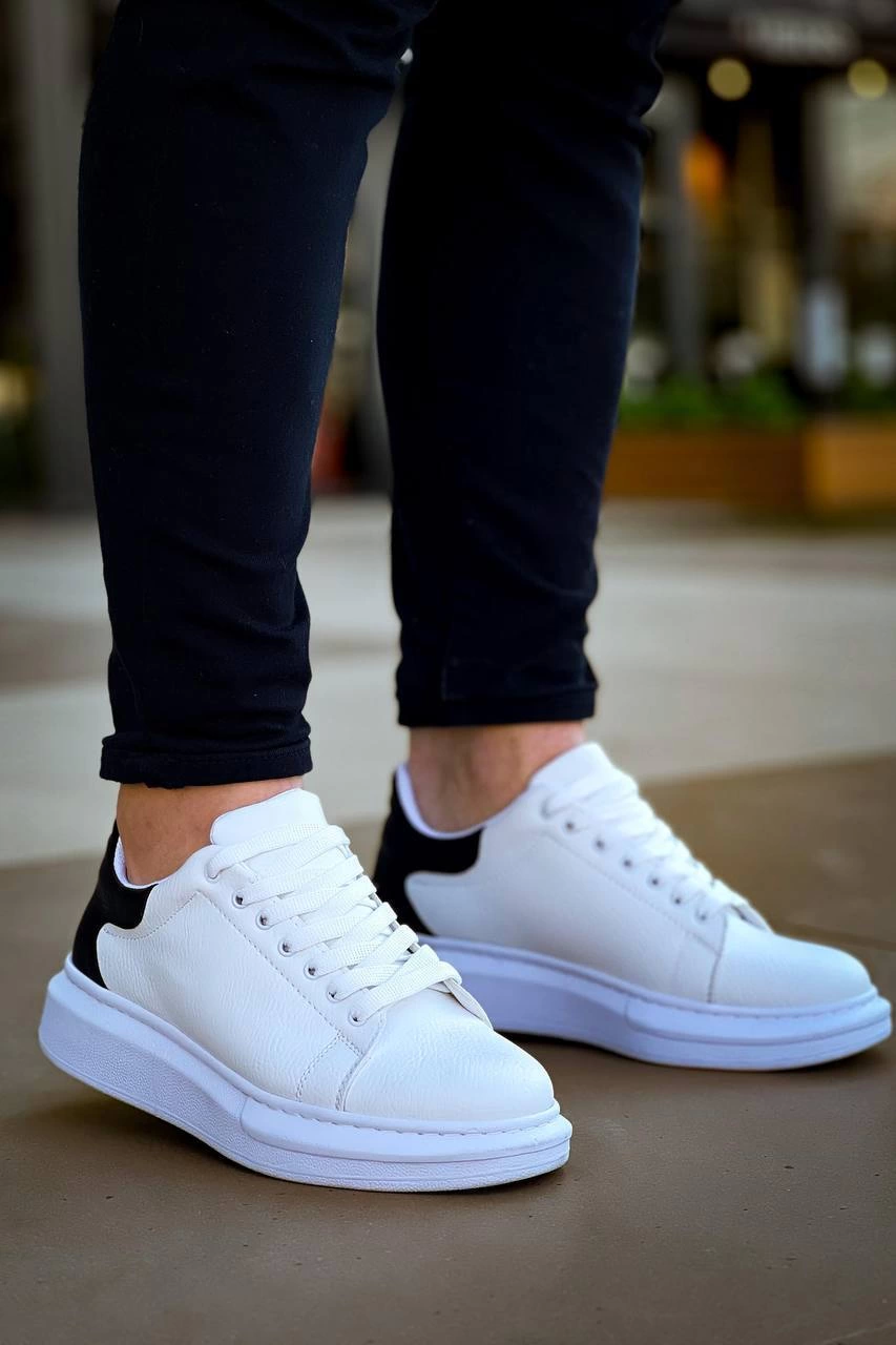 ZRN-X500 Bağcıklı Casual Günlük Erkek Sneaker Beyaz Siyah