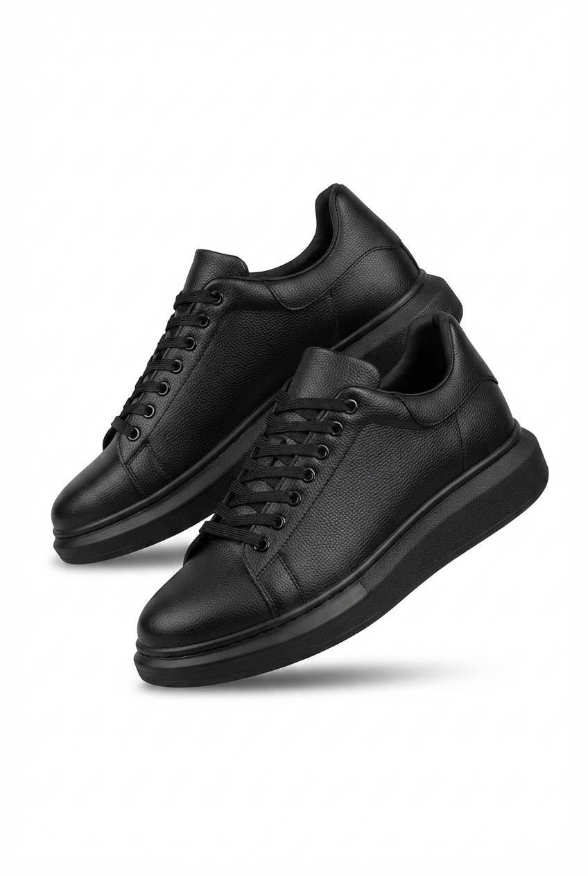 ZRK-X500 Yüksek kalite Kalın Taban Alexandre Model Bağcıklı Siyah Erkek Snakers