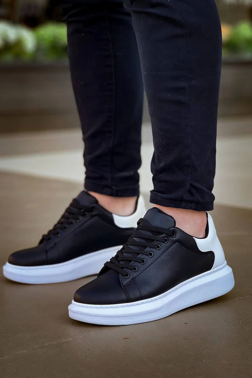ZRN-X500 Bağcıklı Casual Günlük Erkek Sneaker Siyah Beyaz