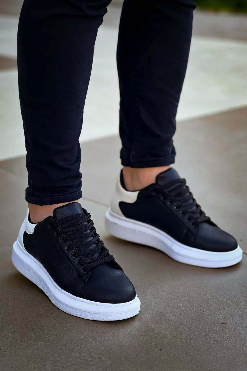 ZRN-X500 Bağcıklı Casual Günlük Erkek Sneaker Siyah Beyaz