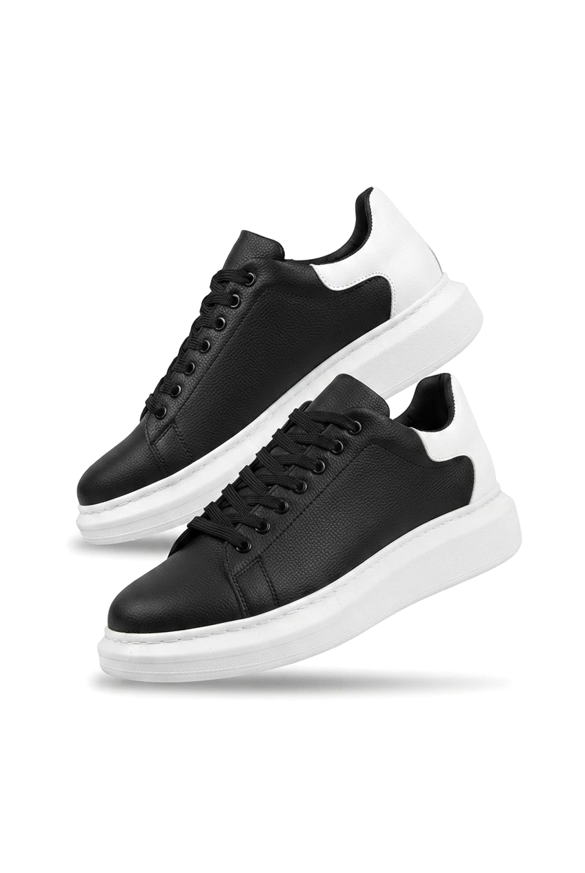 ZRK-X500 Yüksek kalite Kalın Taban Alexandre Model Bağcıklı Siyah Beyaz Erkek Snakers
