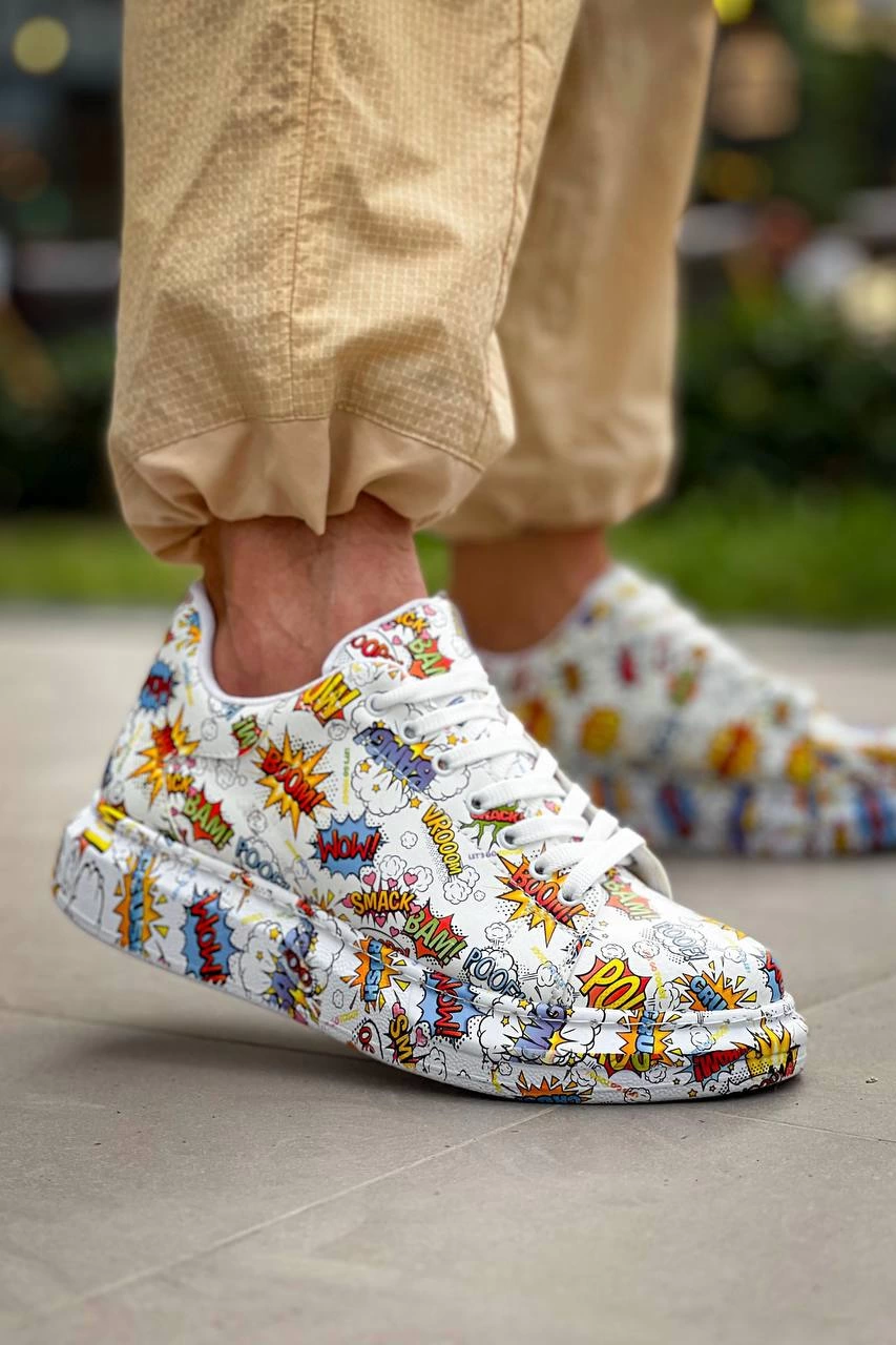 ZRN-X500 Bağcıklı Casual Günlük Erkek Sneaker Beyaz Boom