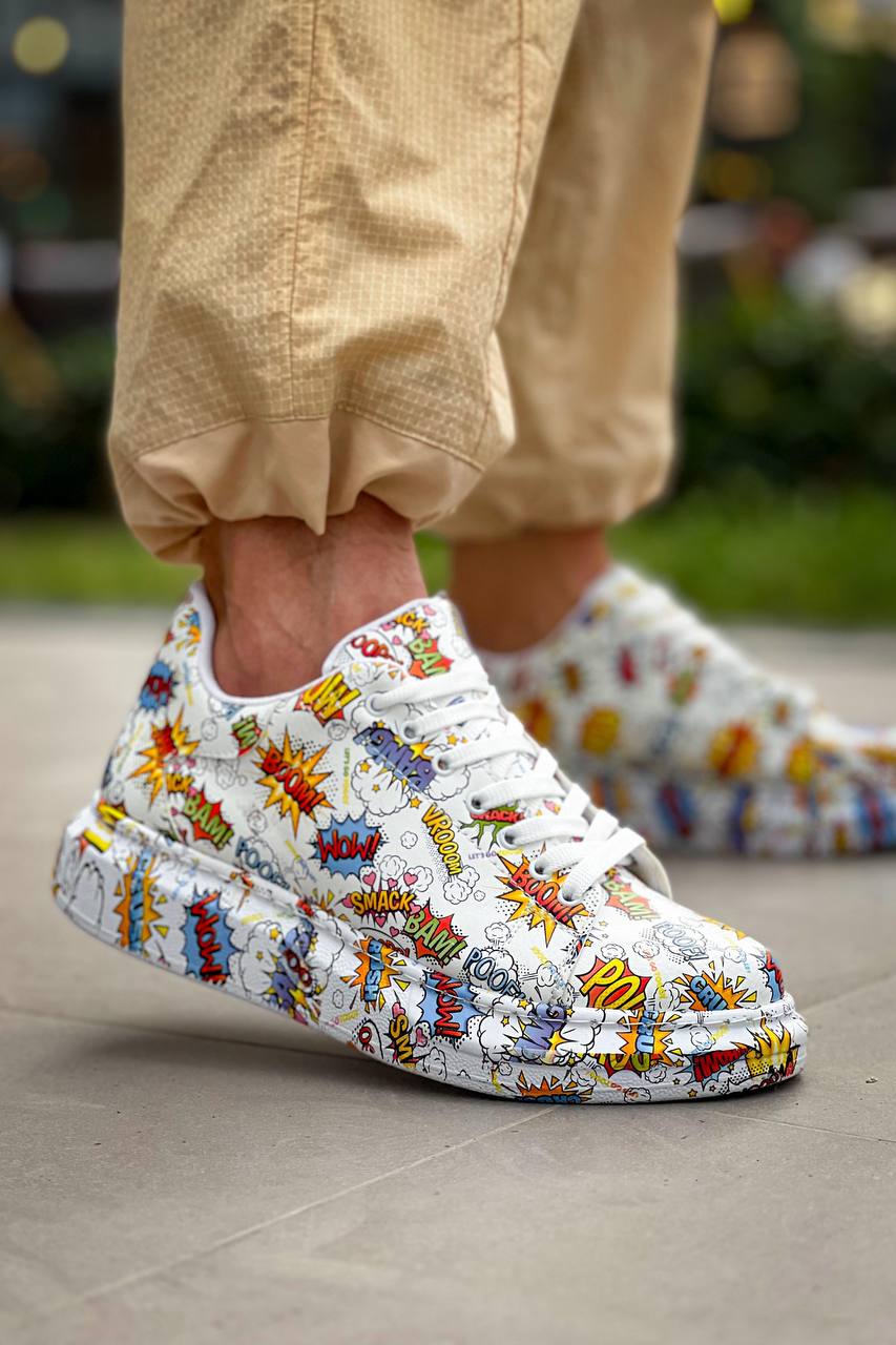 ZRK-XB500 Yüksek Kalite Beyaz Boom Bağcıklı Erkek Sneaker