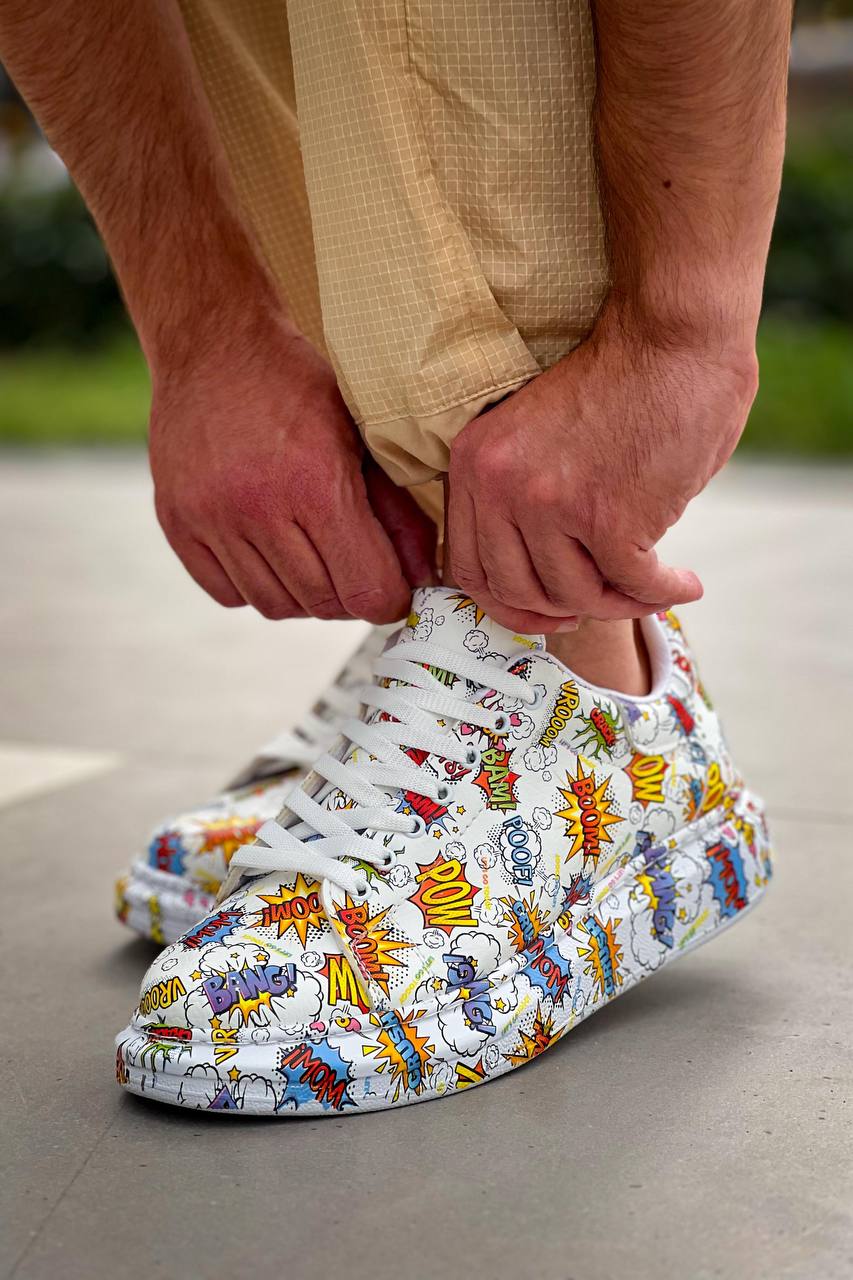 ZRK-XB500 Yüksek Kalite Beyaz Boom Bağcıklı Erkek Sneaker