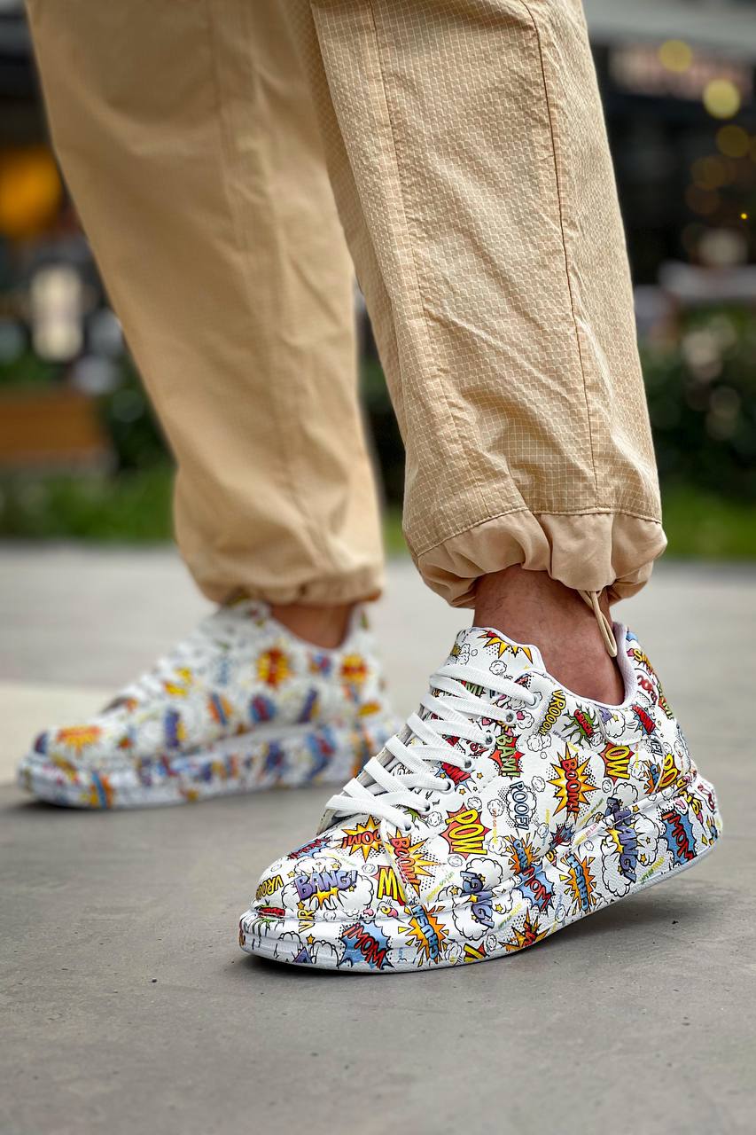 ZRK-XB500 Yüksek Kalite Beyaz Boom Bağcıklı Erkek Sneaker