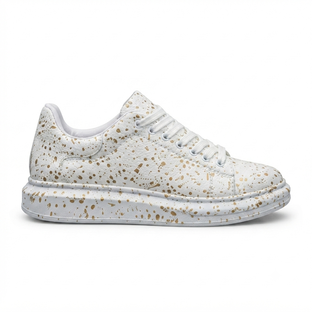 ZRK-XB500 Yüksek Kalite Beyaz Gold Bağcıklı Erkek Sneaker