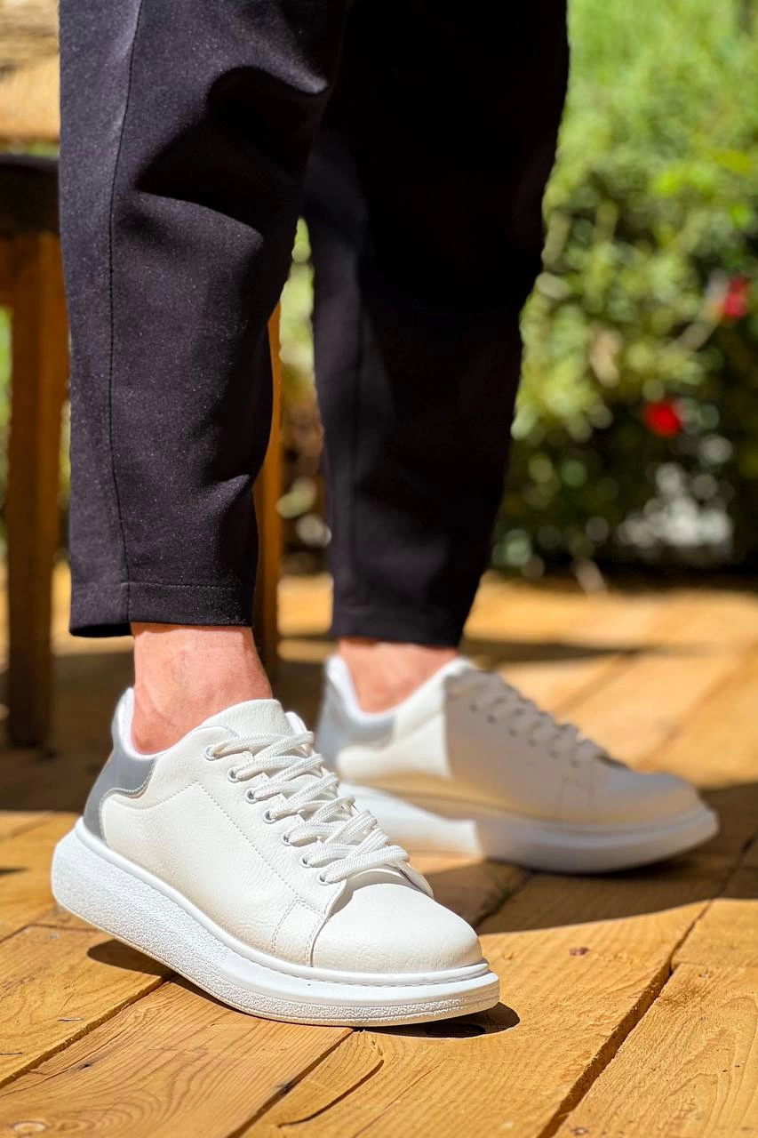 ZRN-X500 Bağcıklı Casual Günlük Erkek Sneaker Beyaz Gümüş