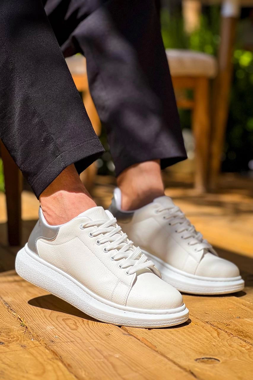 ZRN-X500 Bağcıklı Casual Günlük Erkek Sneaker Beyaz Gümüş
