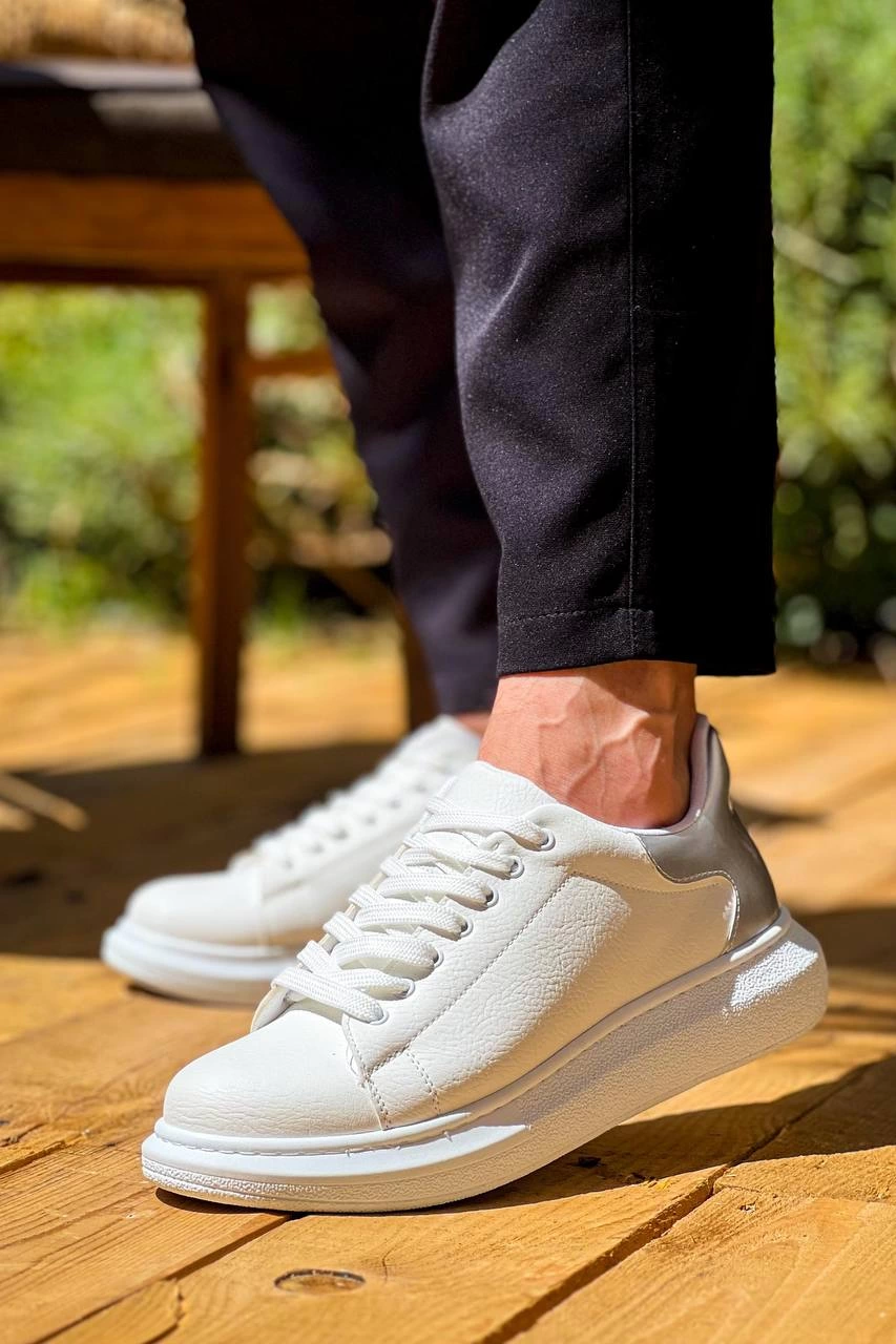 ZRN-X500 Bağcıklı Casual Günlük Erkek Sneaker Beyaz Gümüş