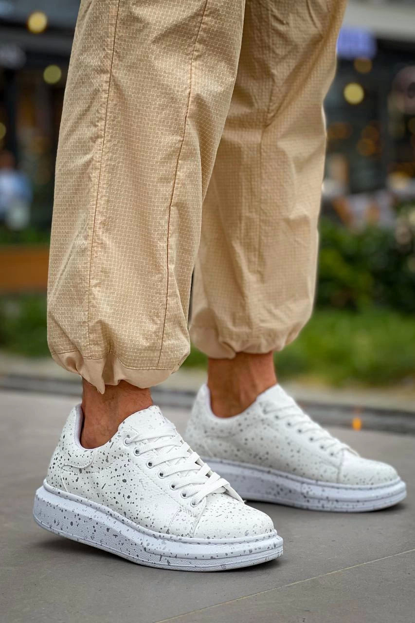 ZRN-X500 Bağcıklı Casual Günlük Erkek Sneaker Beyaz Silwer