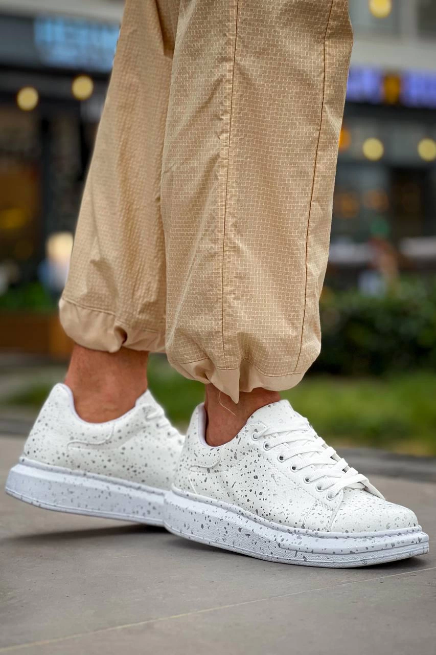 ZRN-X500 Bağcıklı Casual Günlük Erkek Sneaker Beyaz Silwer