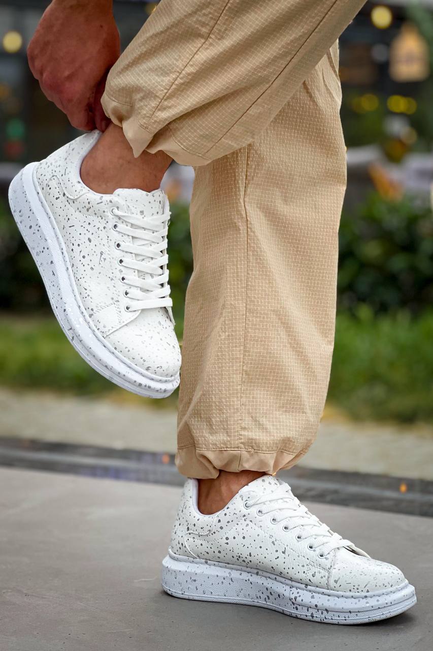 ZRK-XB500 Yüksek Kalite Beyaz Silver Bağcıklı Erkek Sneaker