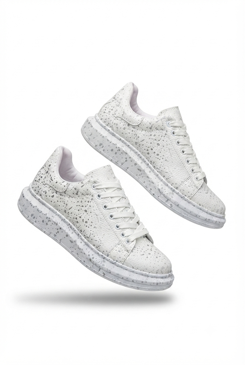 ZRK-XB500 Yüksek Kalite Beyaz Silver Bağcıklı Erkek Sneaker