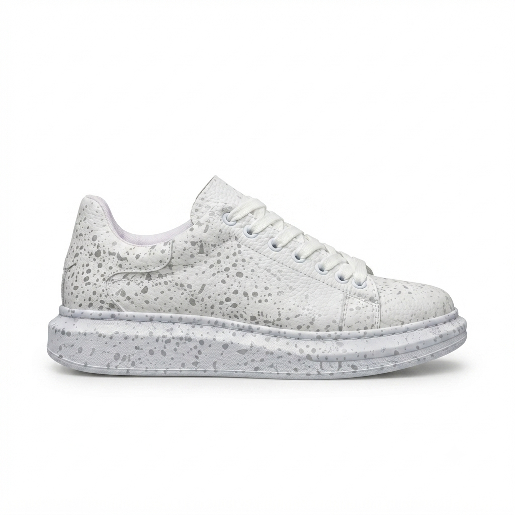 ZRK-XB500 Yüksek Kalite Beyaz Silver Bağcıklı Erkek Sneaker