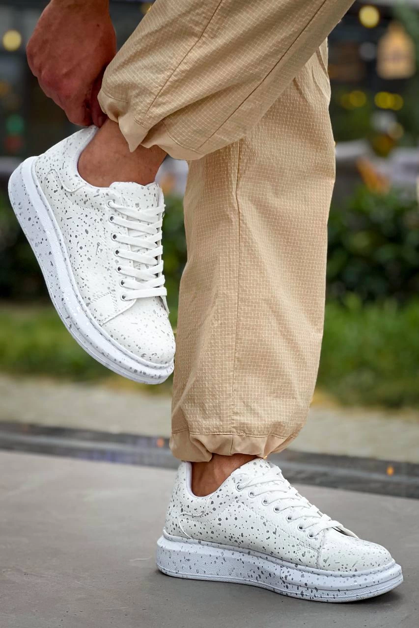 ZRN-X500 Bağcıklı Casual Günlük Erkek Sneaker Beyaz Silwer