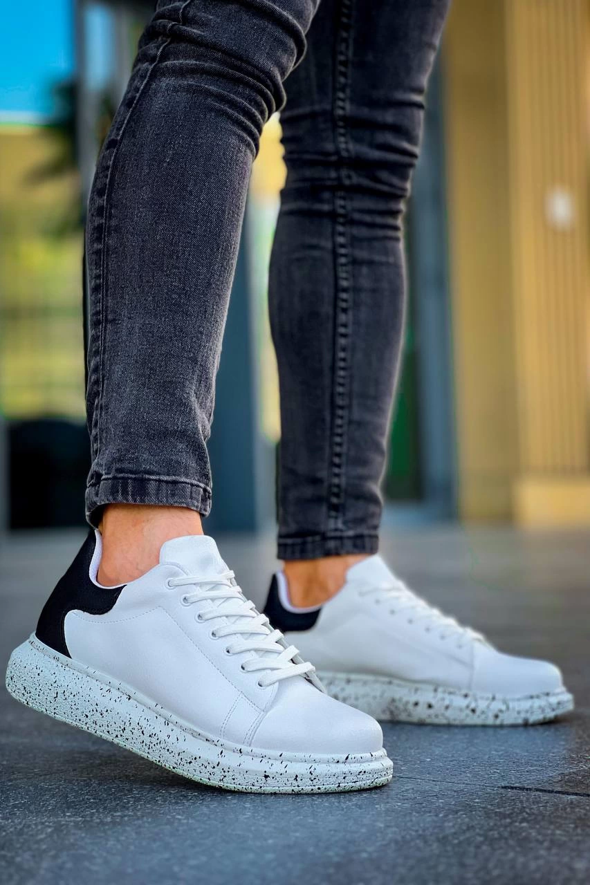 ZRN-X500 Bağcıklı Casual Günlük Erkek Sneaker Beyaz Siyah