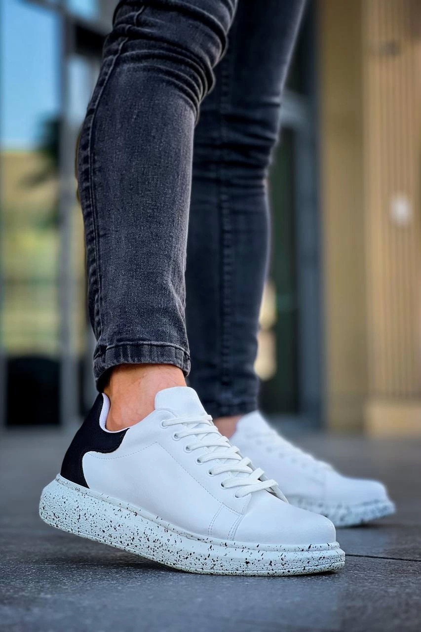 ZRN-X500 Bağcıklı Casual Günlük Erkek Sneaker Beyaz Siyah