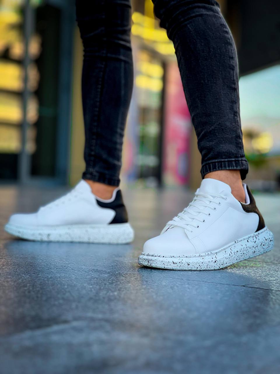 ZRK-XB500 Yüksek Kalite Beyaz Siyah Bağcıklı Erkek Sneaker