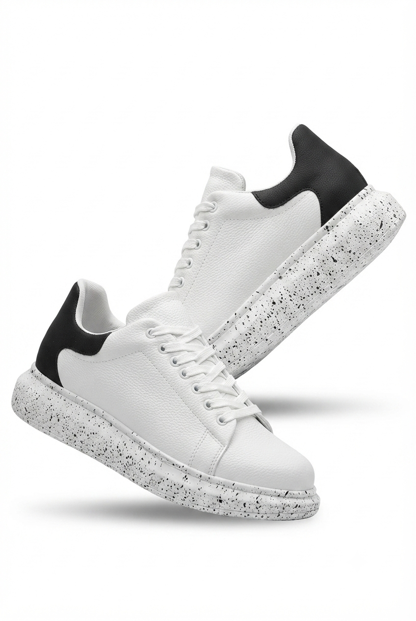ZRK-XB500 Yüksek Kalite Beyaz Siyah Bağcıklı Erkek Sneaker