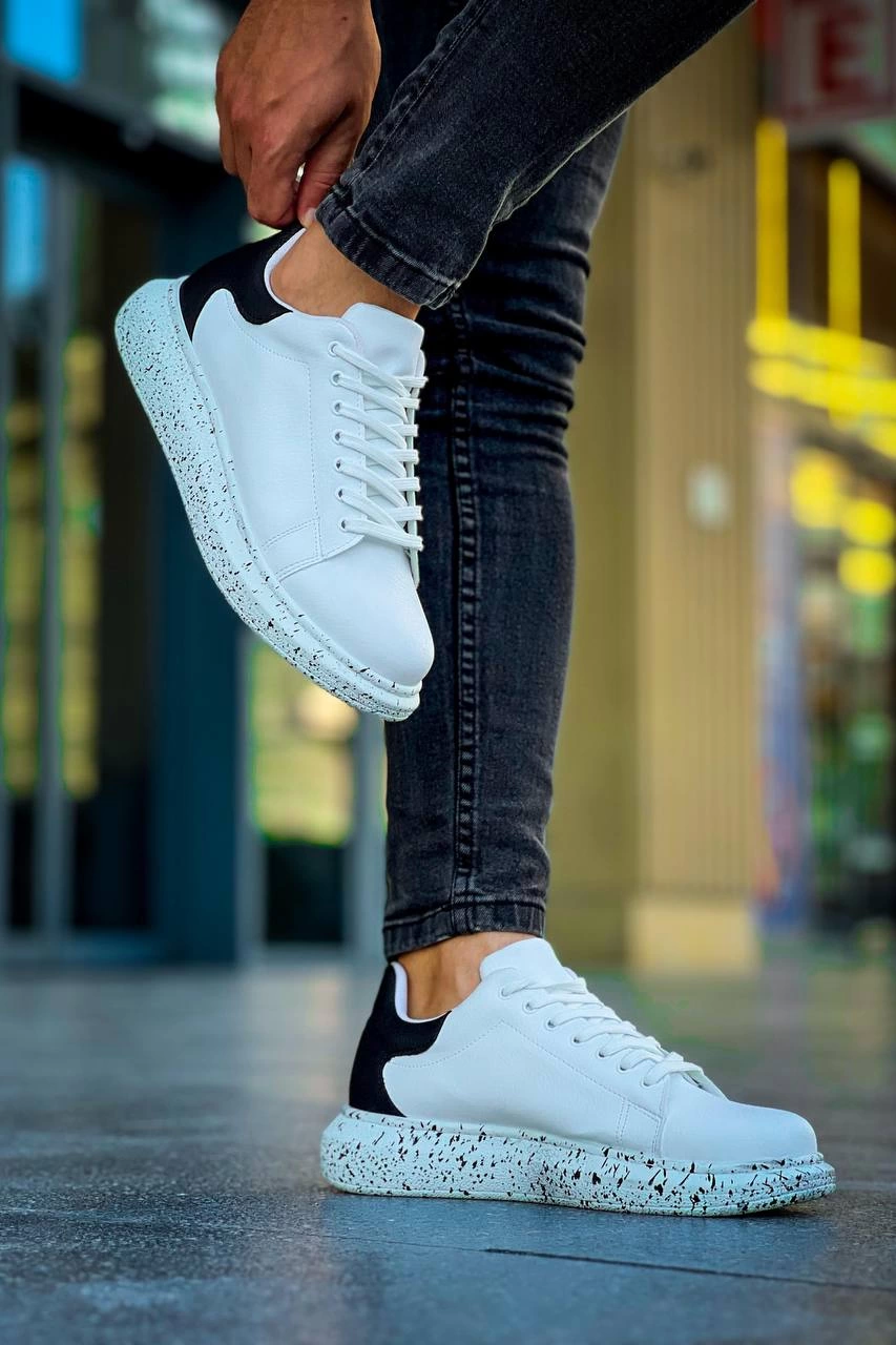 ZRN-X500 Bağcıklı Casual Günlük Erkek Sneaker Beyaz Siyah