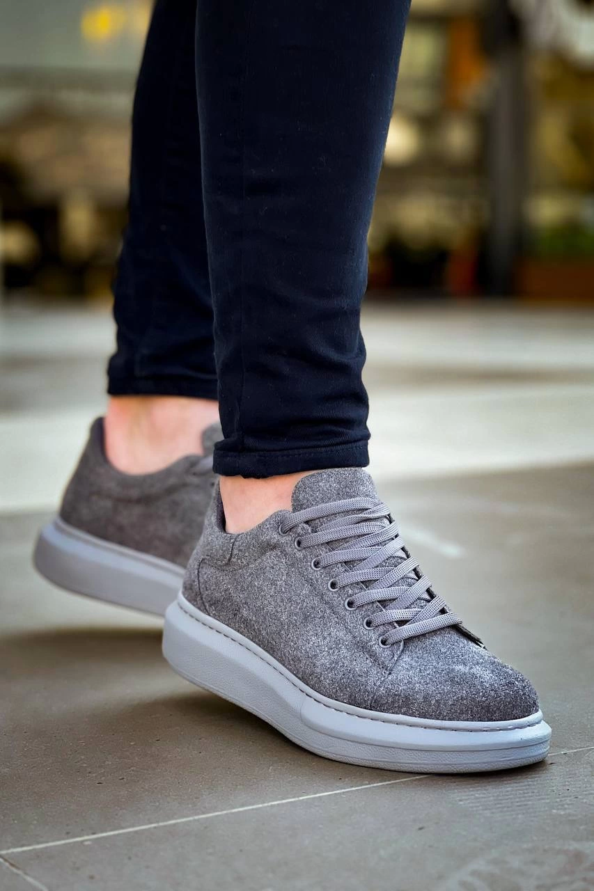 ZRN-X500 Bağcıklı Casual Günlük Erkek Sneaker Gri Süet