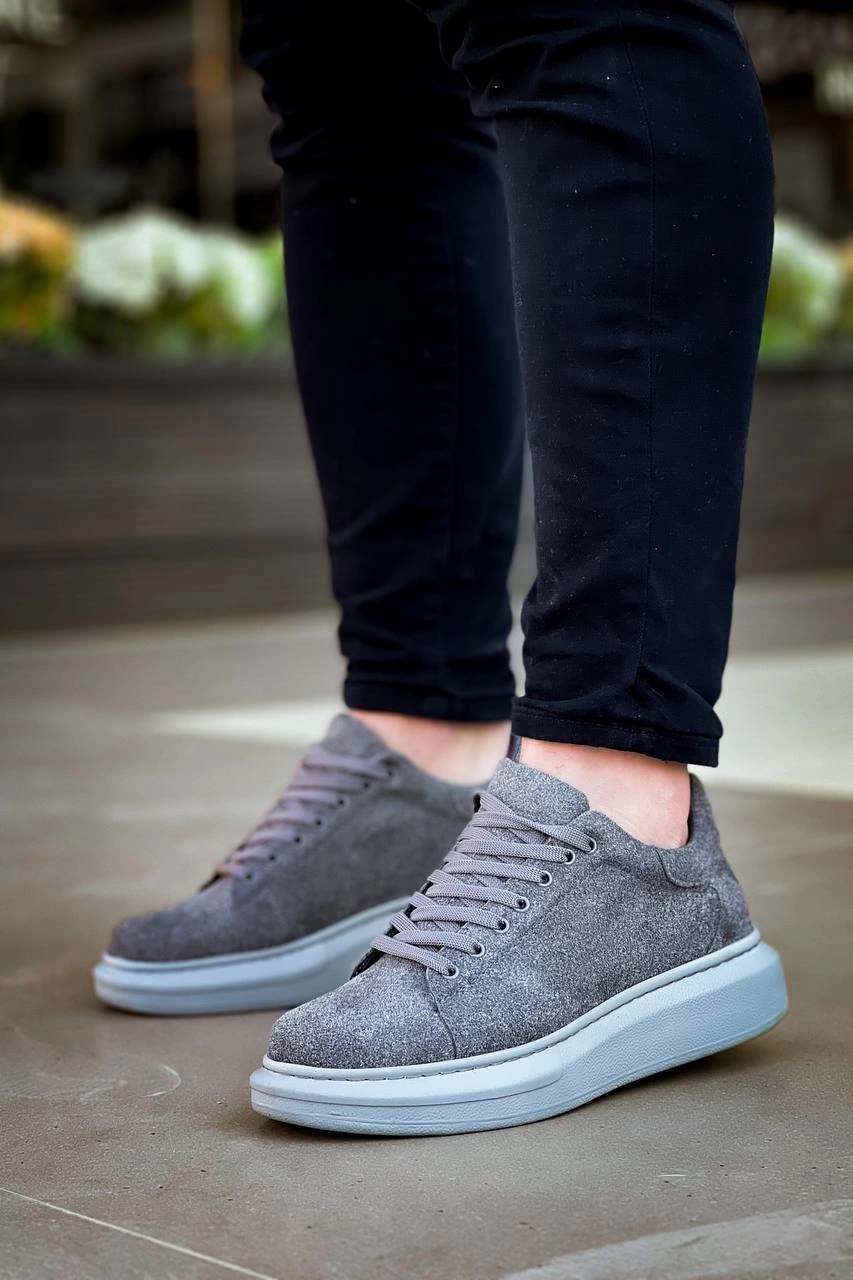 ZRN-X500 Bağcıklı Casual Günlük Erkek Sneaker Gri Süet