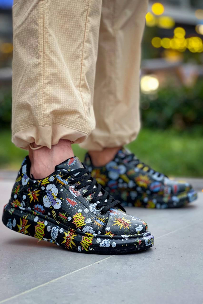 ZRN-X500 Bağcıklı Casual Günlük Erkek Sneaker Siyah Boom