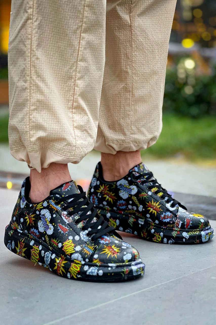ZRN-X500 Bağcıklı Casual Günlük Erkek Sneaker Siyah Boom