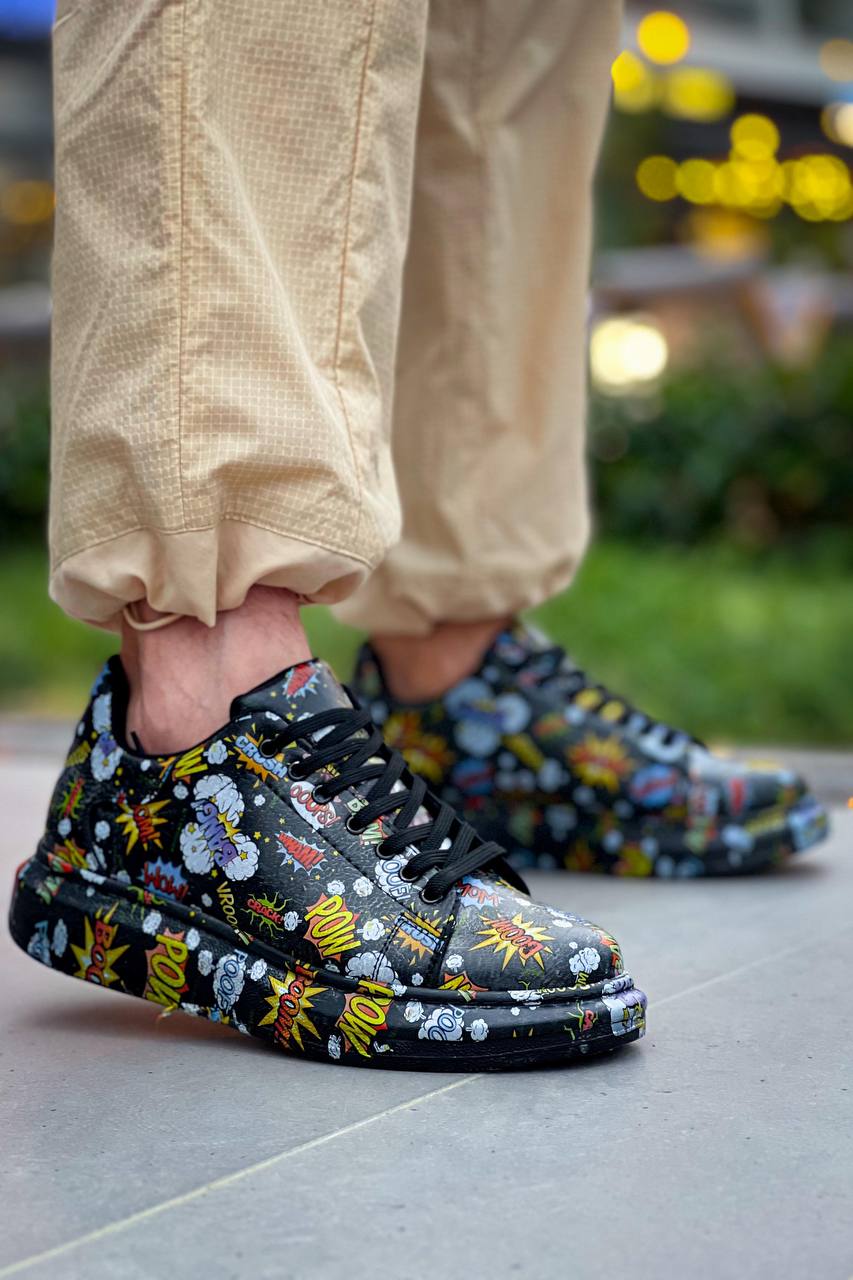 ZRK-XB500 Yüksek Kalite Siyah Boom Bağcıklı Erkek Sneaker