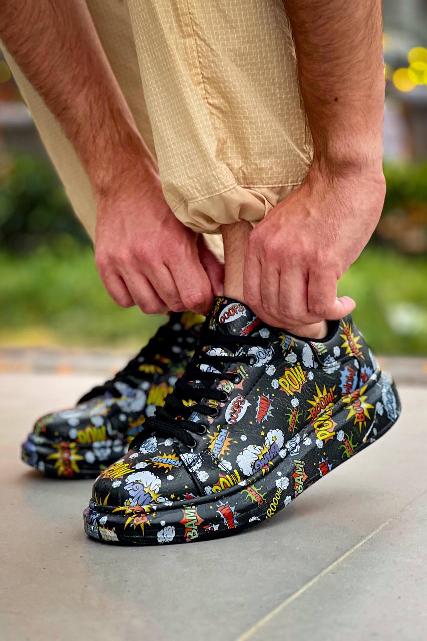 ZRK-XB500 Yüksek Kalite Siyah Boom Bağcıklı Erkek Sneaker