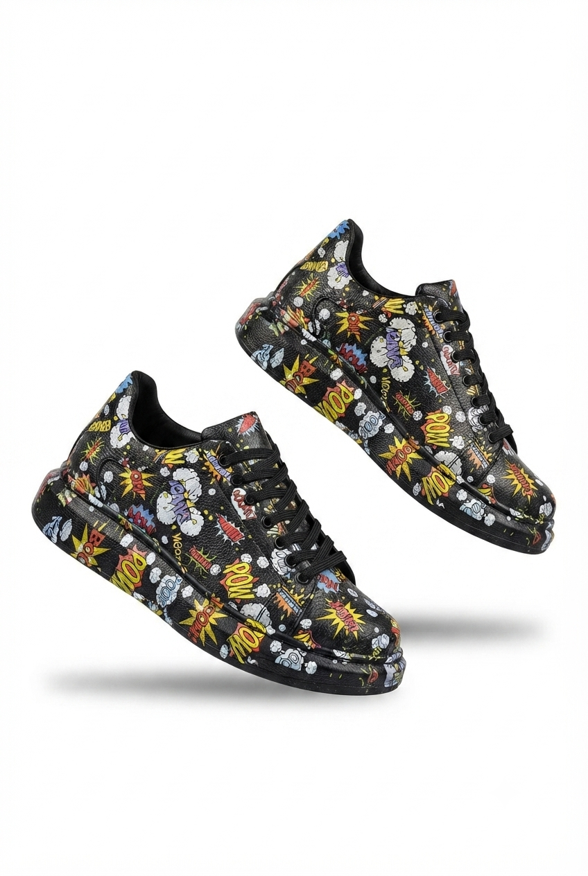 ZRK-XB500 Yüksek Kalite Siyah Boom Bağcıklı Erkek Sneaker