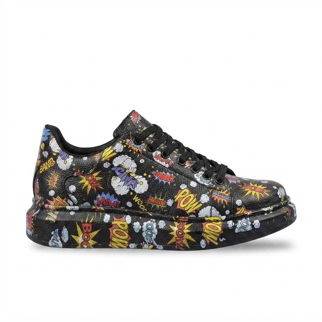ZRK-XB500 Yüksek Kalite Siyah Boom Bağcıklı Erkek Sneaker