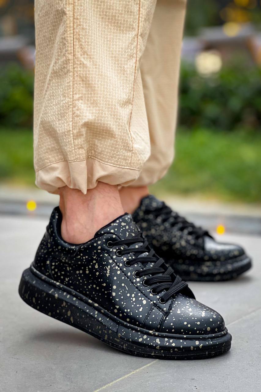 ZRK-XB500 Yüksek Kalite Siyah Gold Bağcıklı Erkek Sneaker