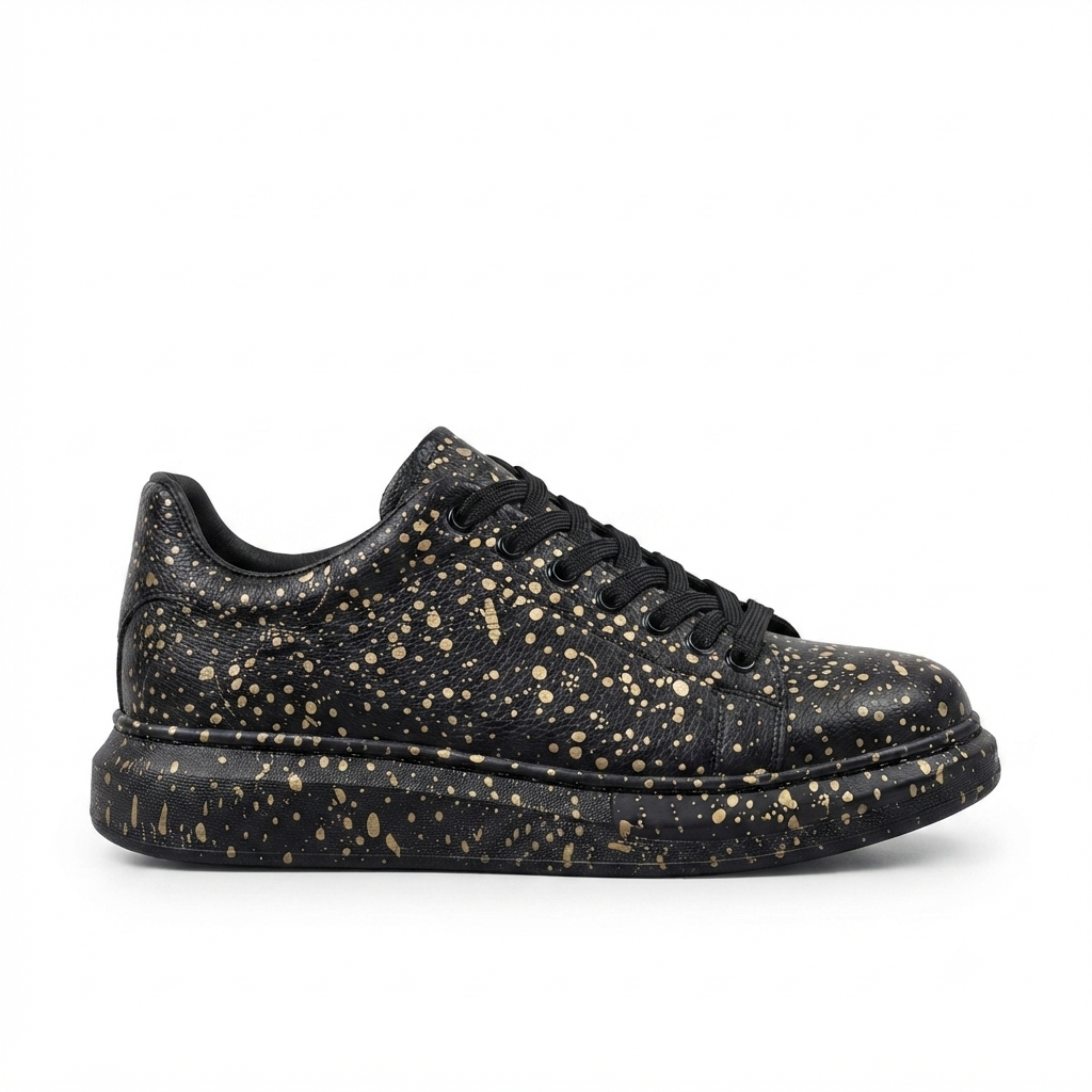 ZRK-XB500 Yüksek Kalite Siyah Gold Bağcıklı Erkek Sneaker