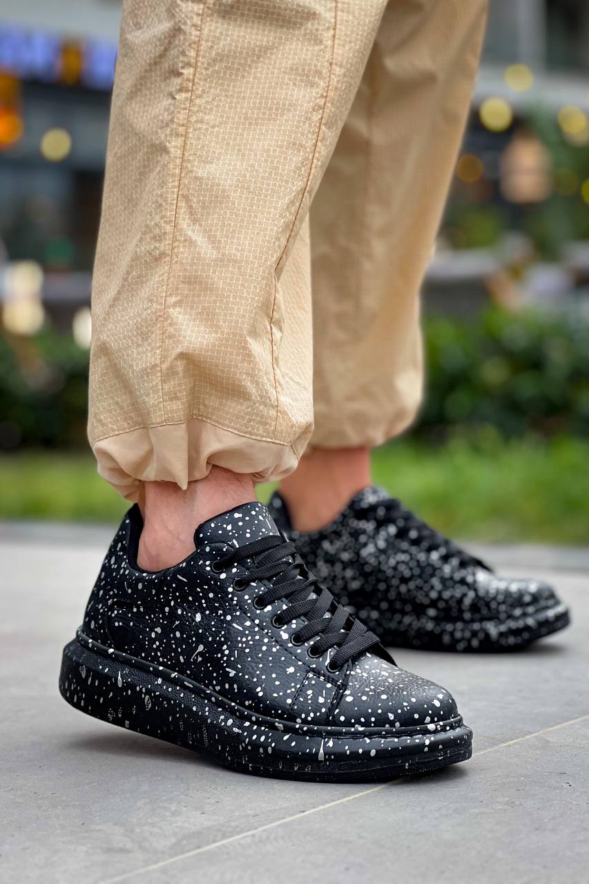 ZRK-XB500 Yüksek Kalite Siyah Silwer Bağcıklı Erkek Sneaker
