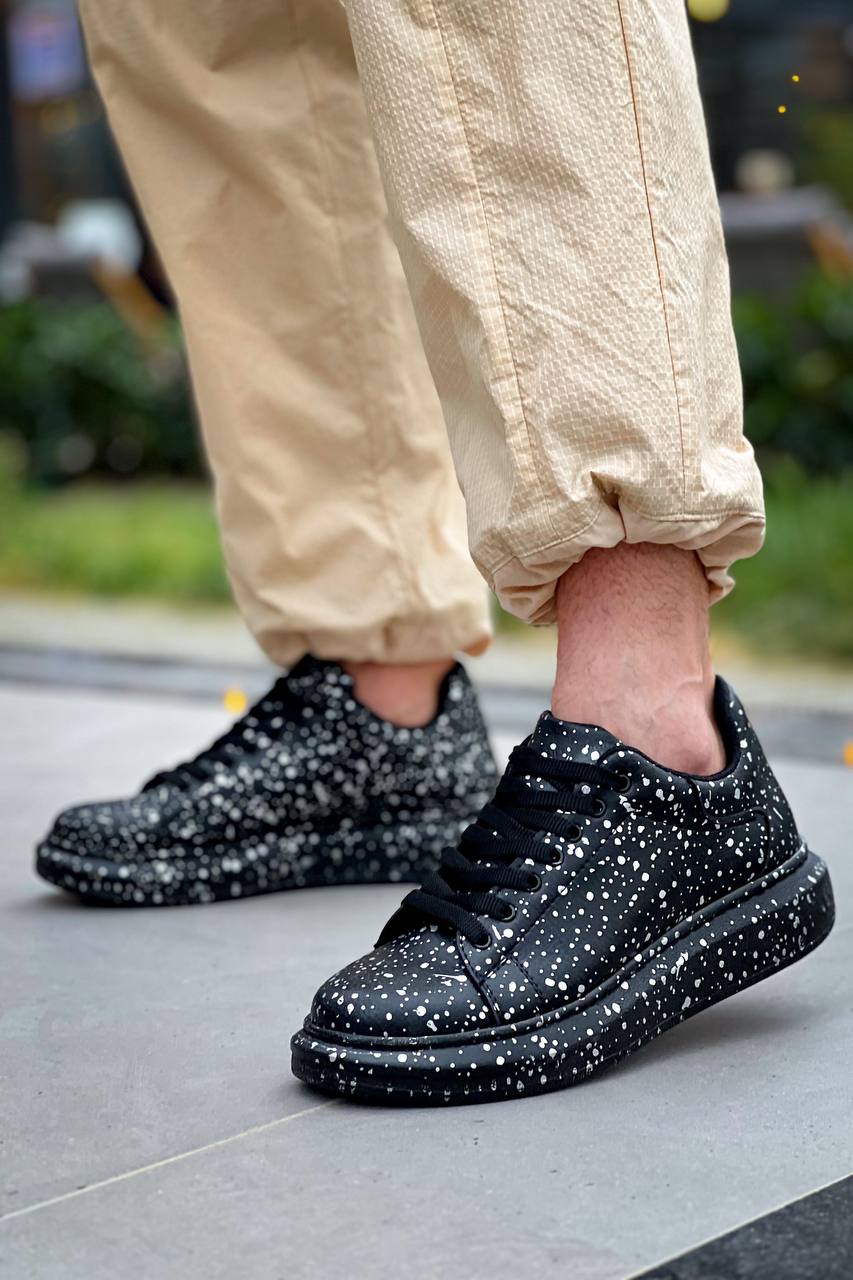 ZRK-XB500 Yüksek Kalite Siyah Silwer Bağcıklı Erkek Sneaker