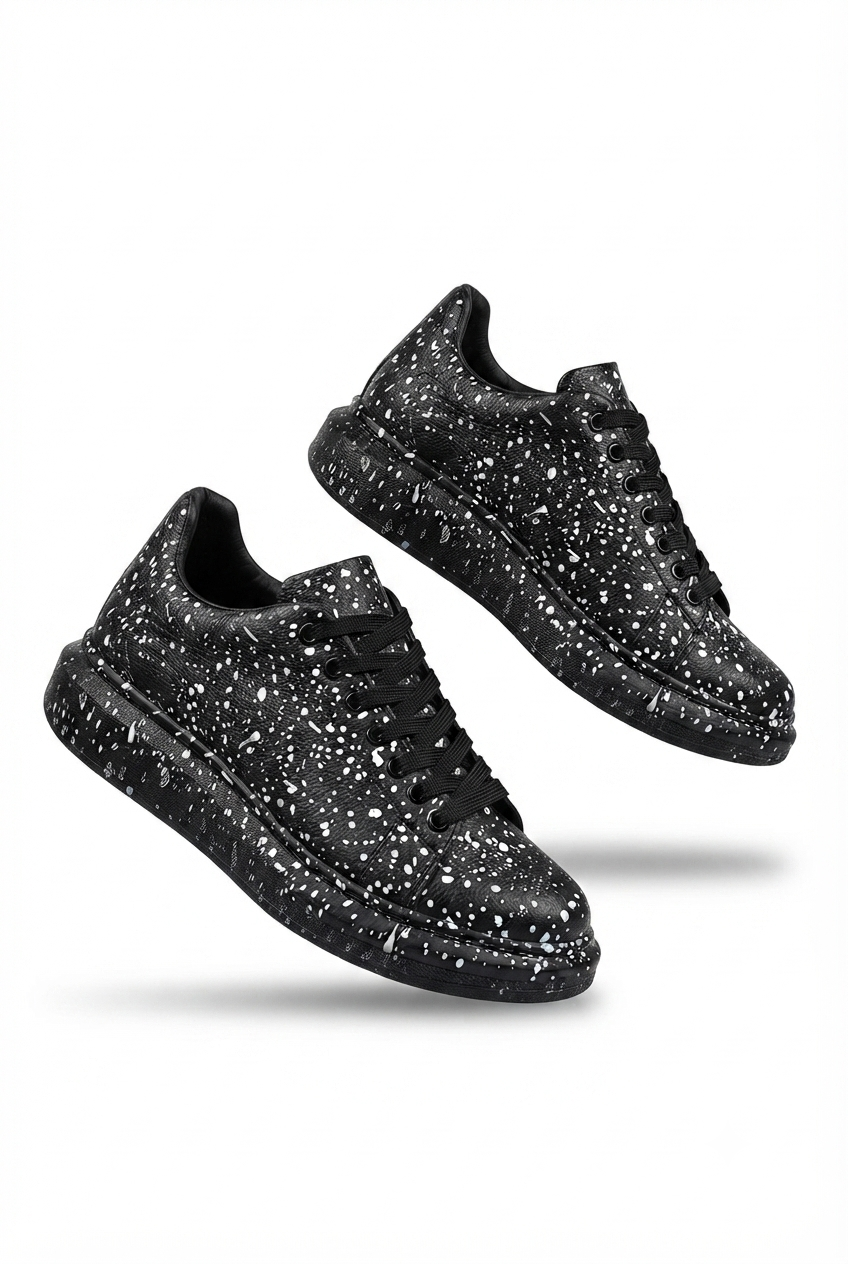 ZRK-XB500 Yüksek Kalite Siyah Silwer Bağcıklı Erkek Sneaker