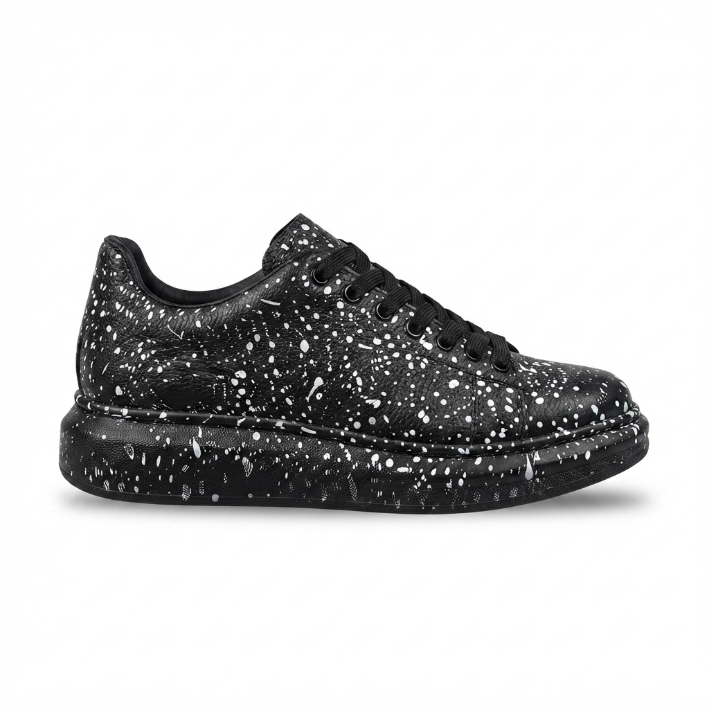 ZRK-XB500 Yüksek Kalite Siyah Silwer Bağcıklı Erkek Sneaker