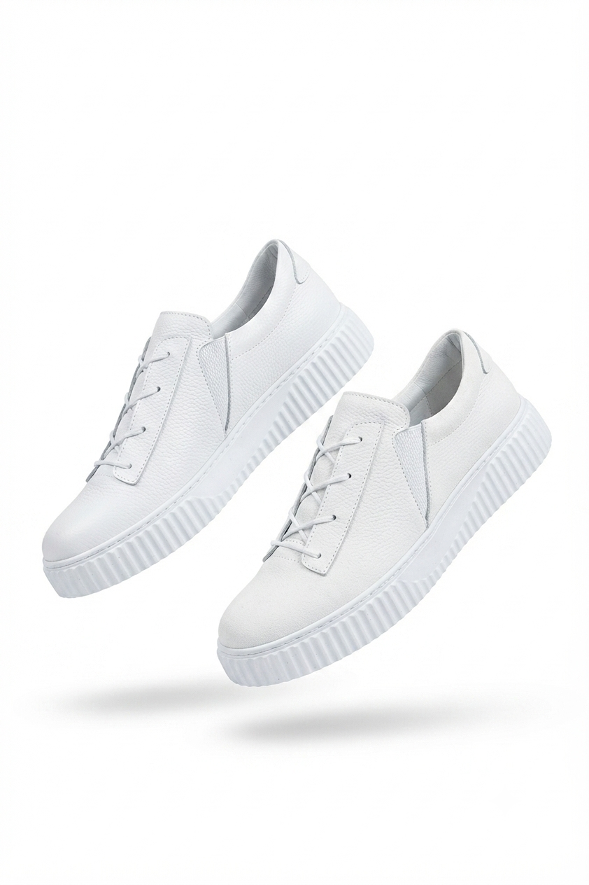 ZRK-502 Yüksek Kalite Kalın Taban Beyaz Lastikli Erkek Sneaker