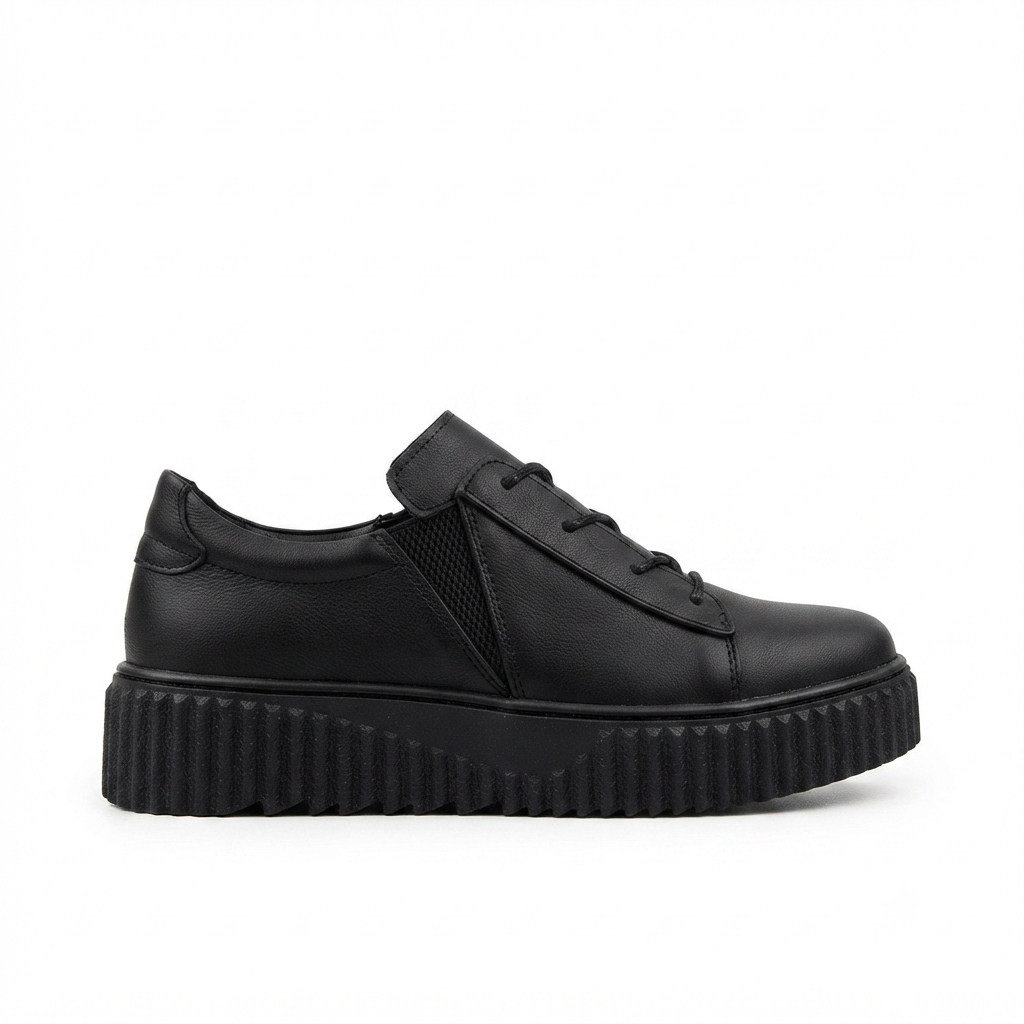 ZRK-502 Yüksek Kalite Kalın Taban Siyah Lastikli Erkek Sneaker