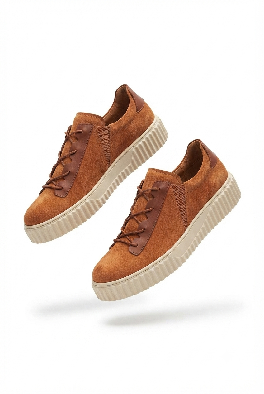 ZRK-502 Yüksek Kalite Kalın Taban Taba Süet Lastikli Erkek Sneaker