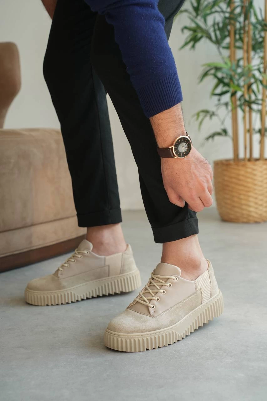 ZRK-X516 Premium Bej Süet Günlük Erkek Ayakkabı