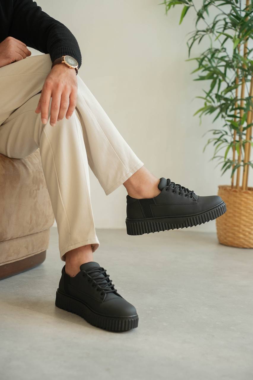 ZRK-X516 Premium Yüksek Kalite Kalın Taban Siyah Günlük Erkek Sneaker